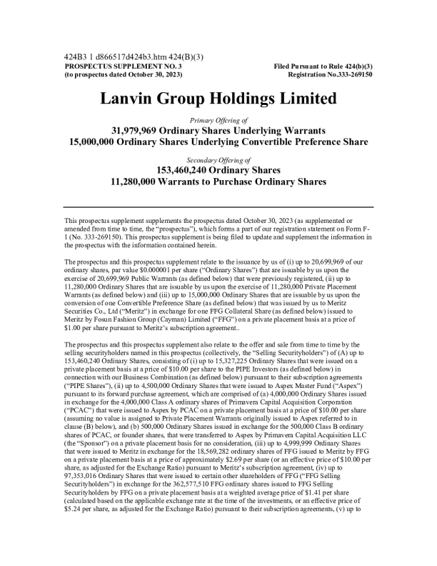 复朗集团美股招股说明书(2023-12-15版)