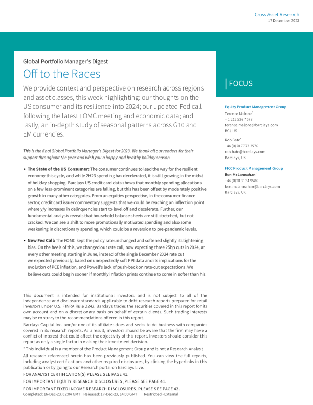 全球投资组合经理文摘 ： Off to the Races