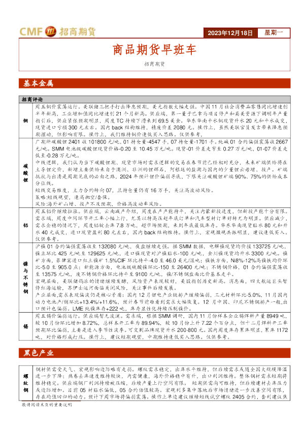 商品期货早班车