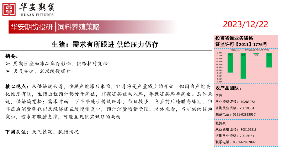 生猪：需求有所跟进，供给压力仍存