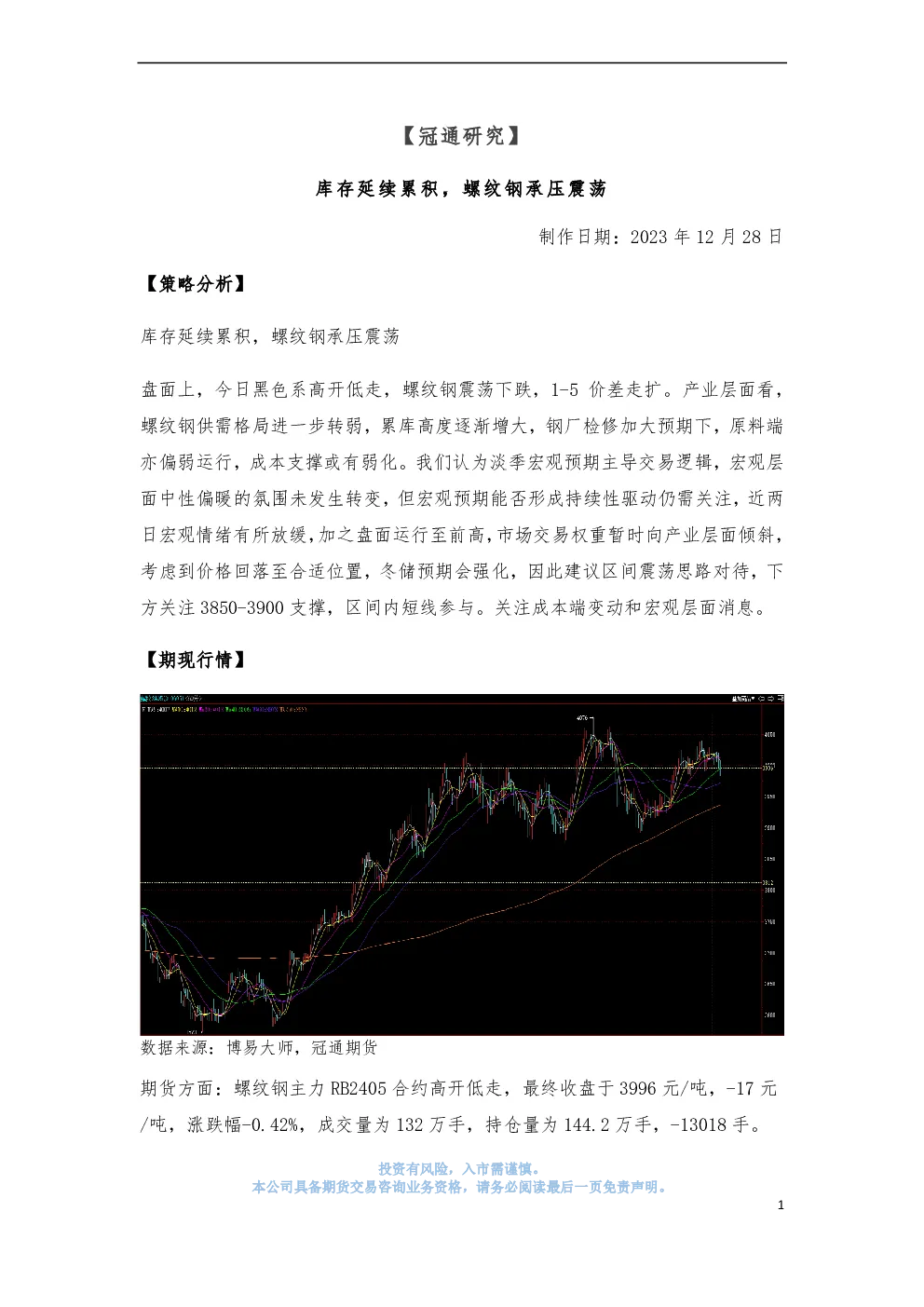 库存延续累积，螺纹钢承压震荡