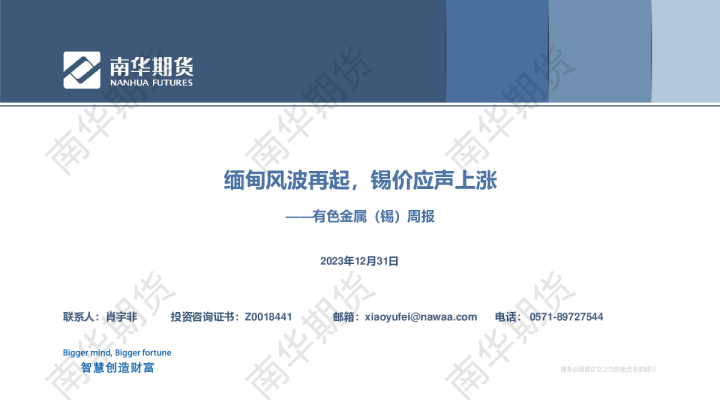 锡：缅甸风波再起，锡价应声上涨