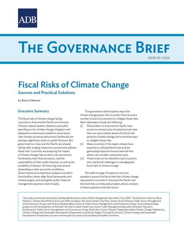 气候变化的财政风险：来源和实际解决方案