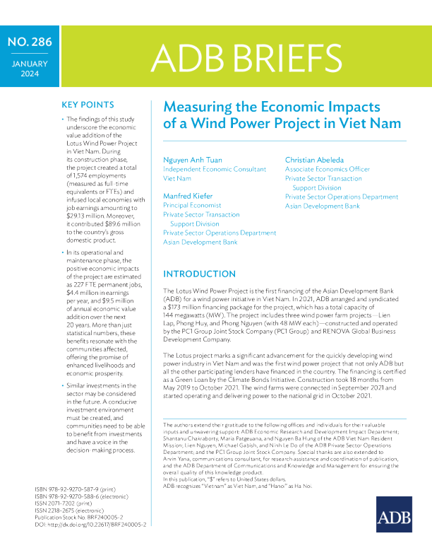 衡量越南风电项目的经济影响