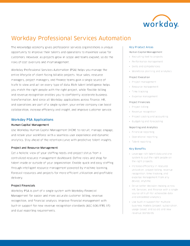 Workday 专业服务自动化