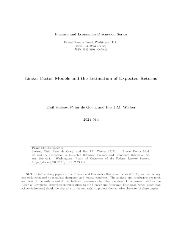 美联储线性因子模型与期望收益估计