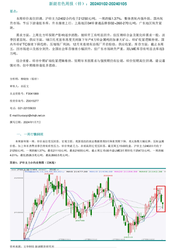 新湖有色周报（锌）