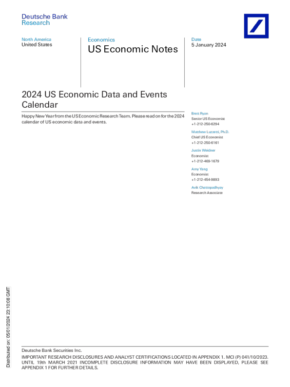 美国经济注释 ： 2024 年美国经济数据和事件日历