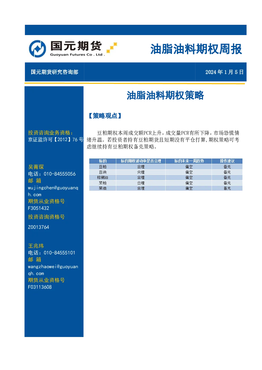 油脂油料期权周报：油脂油料期权策略