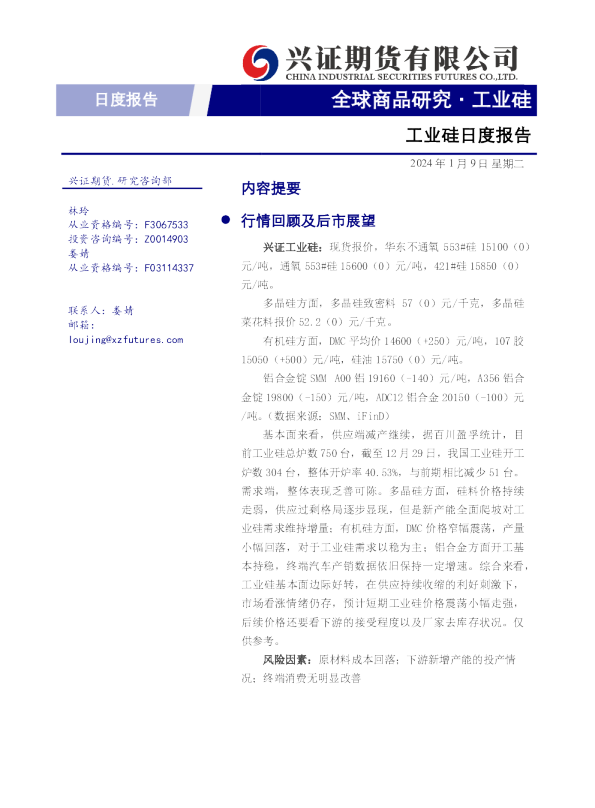 工业硅日度报告