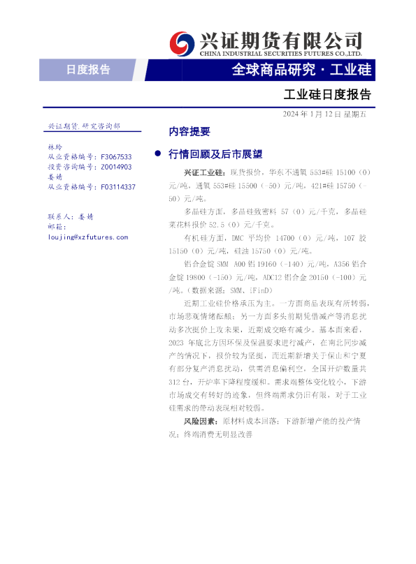 工业硅日度报告