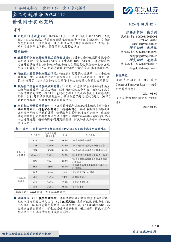 金工专题报告：价量因子买北交所