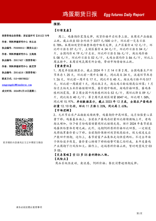 鸡蛋期货日报