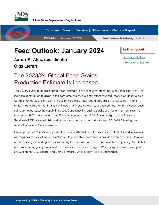 USDA Feed Outlook 2024.01. 17