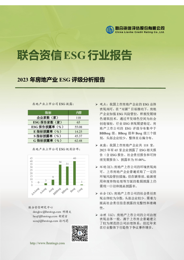 2023年房地产业ESG评级分析报告