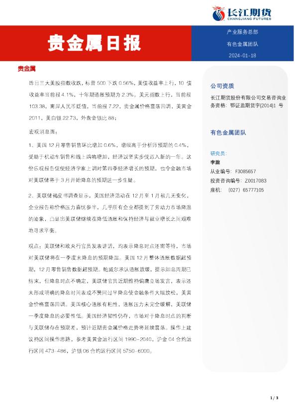 贵金属日报