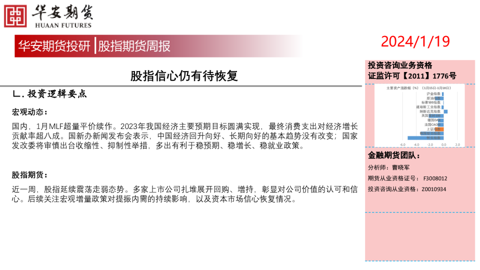 股指期货周报：股指信心仍有待恢复