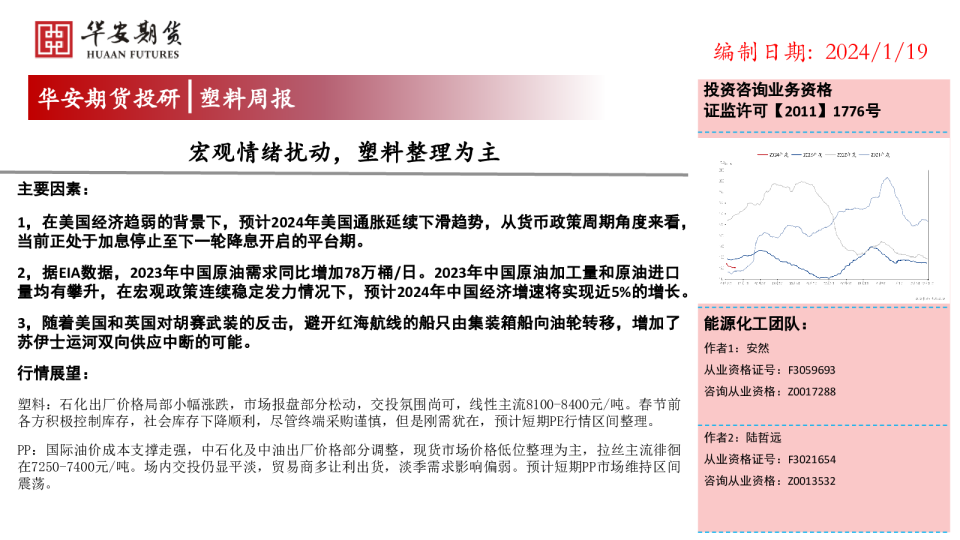 塑料周报：宏观情绪扰动，塑料整理为主