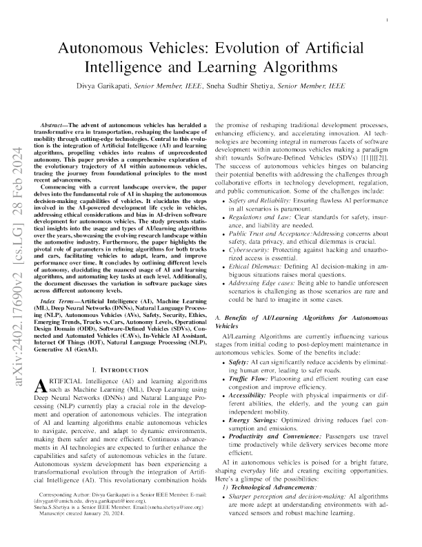 自动驾驶汽车：人工智能与学习算法的进化