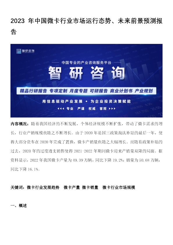 2023年中国微卡行业市场运行态势、未来前景预测报告