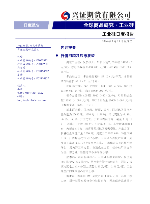 工业硅日度报告