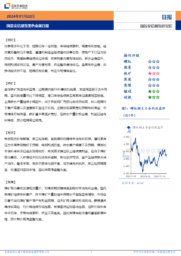 国投安信期货黑色金属日报