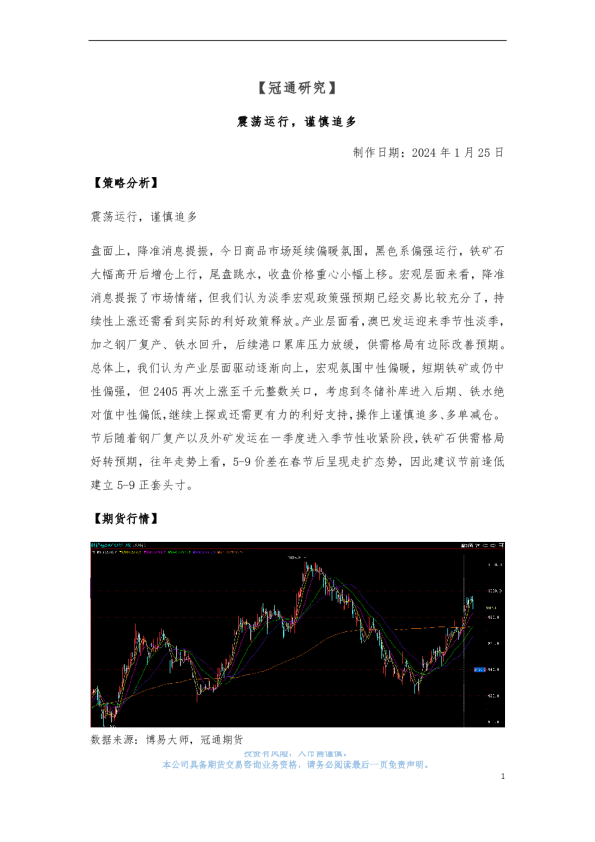 震荡运行，谨慎追多