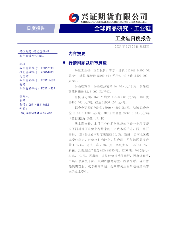 工业硅日度报告