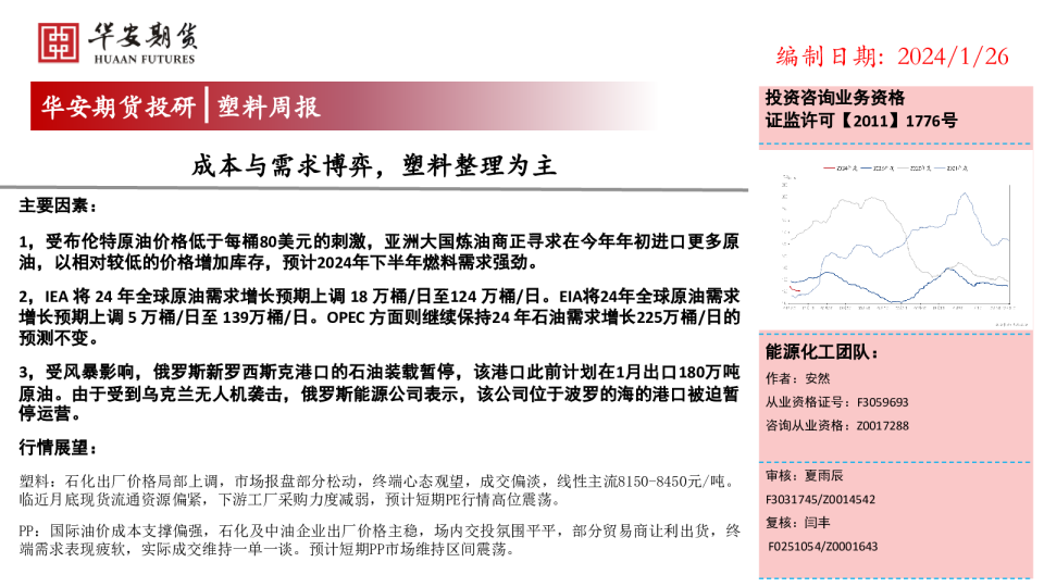 塑料周报：成本与需求博弈，塑料整理为主