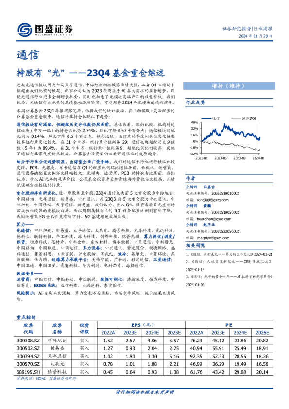 23Q4基金重仓综述：持股有“光”