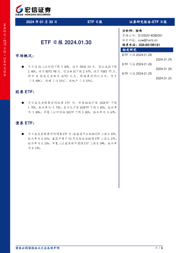 ETF日报