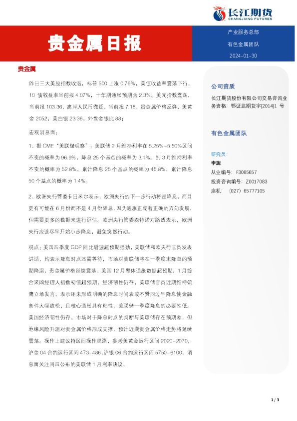 贵金属日报
