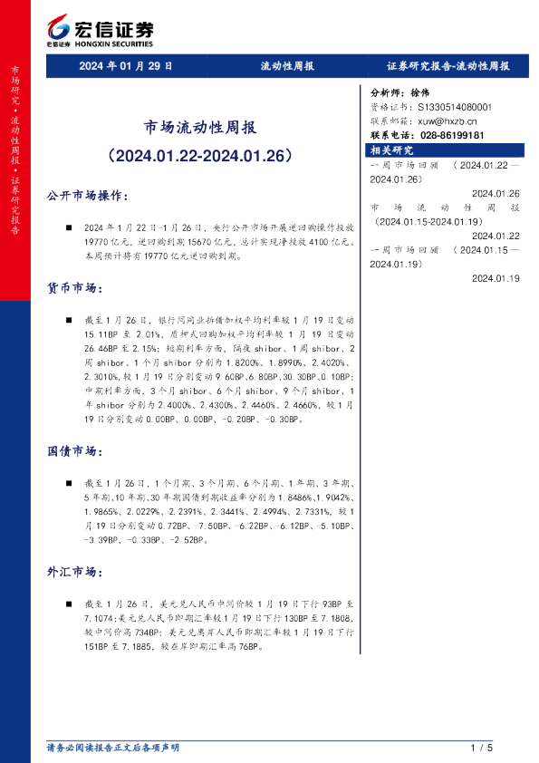 市场流动性周报