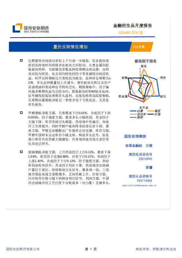 CTA月报：量价反转情况增加