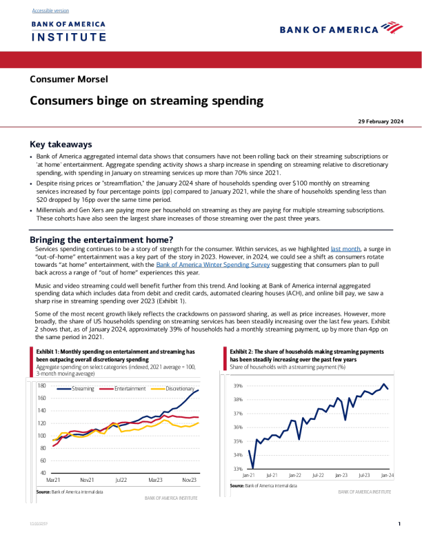 消费者对流媒体支出的狂热