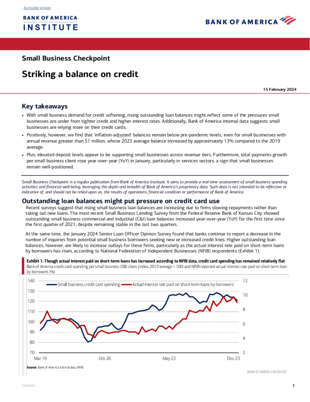 小企业检查站 ： 在信贷上取得平衡
