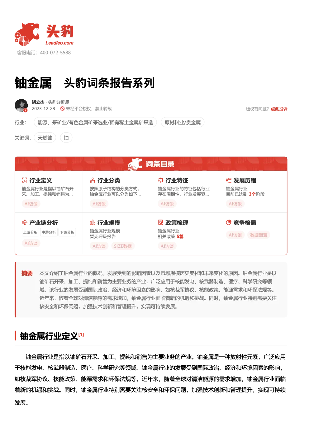 报告封面