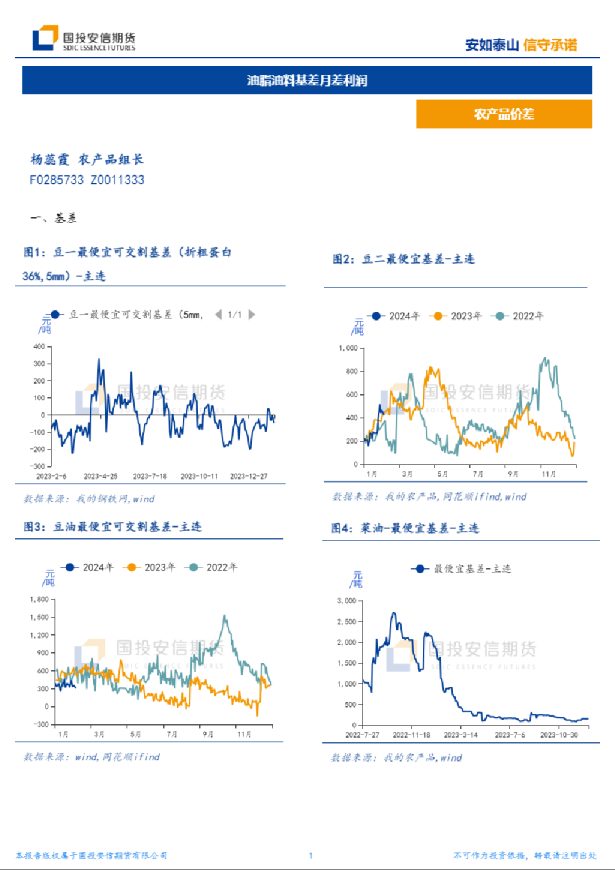 油脂油料基差月差利润