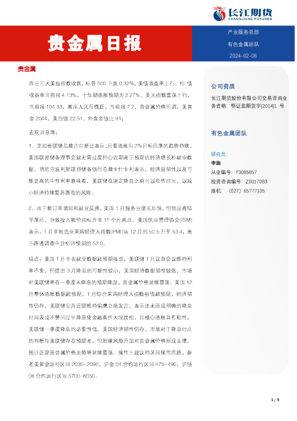 贵金属日报
