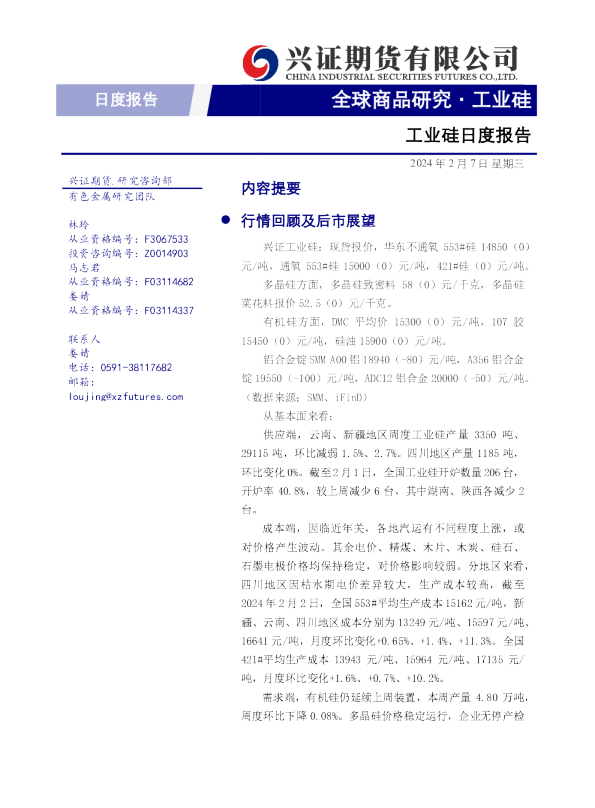 工业硅日度报告