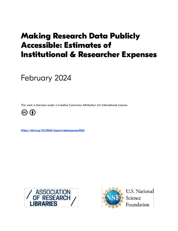 公开获取研究数据 ： 机构和研究人员费用的估计