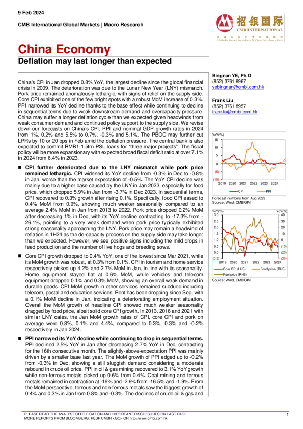 通货紧缩的持续时间可能比预期的更长
