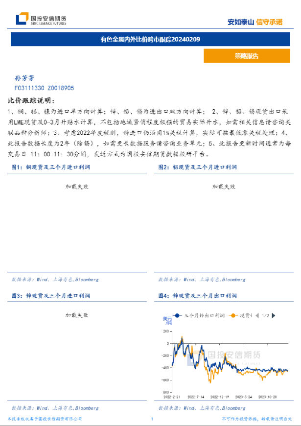 有色金属内外比价跨市跟踪