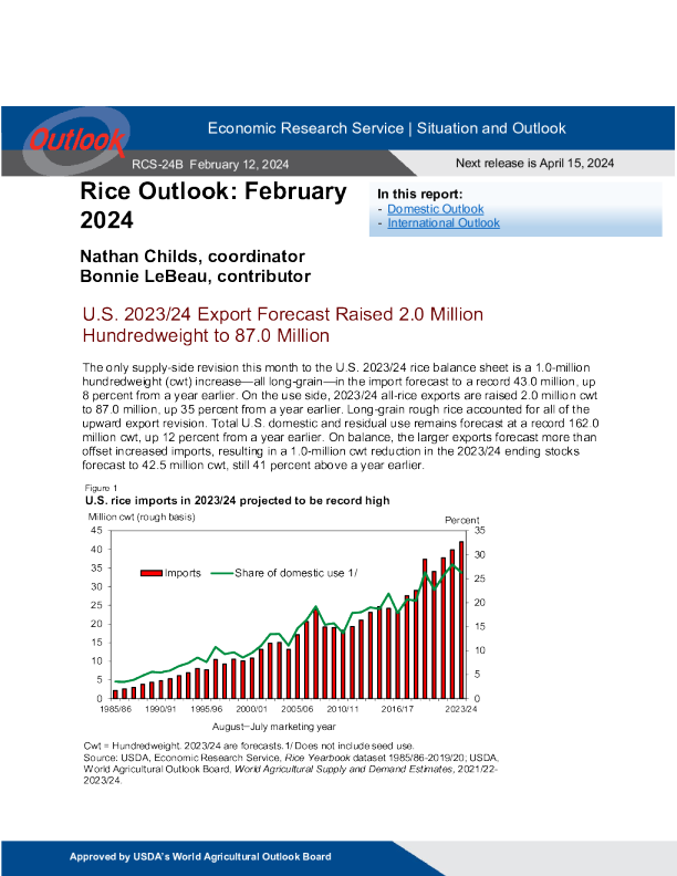 USDA 大米展望 2024.02. 12