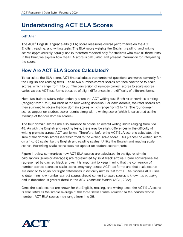 理解 ACT ELA 分数