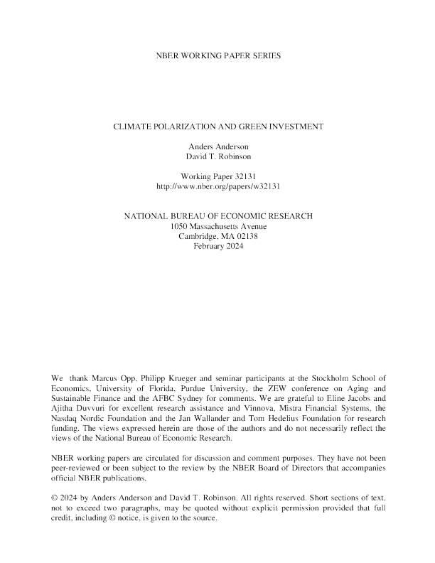 气候两极分化与绿色投资