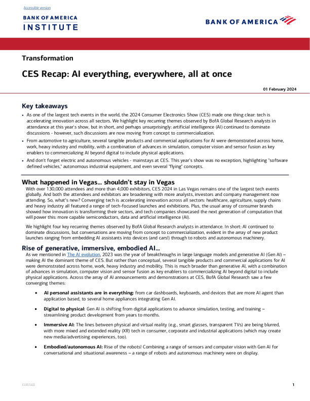 CES 回顾 ： AI 一切 ， 无处不在 ， 同时