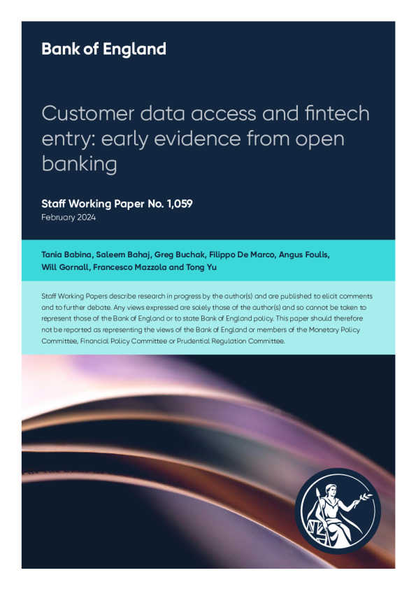 客户数据访问和金融科技入门：开放银行的早期证据