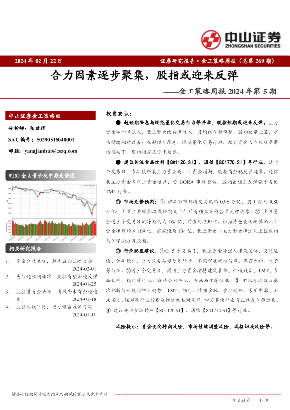 金工策略周报2024年第5期：合力因素逐步聚集，股指或迎来反弹
