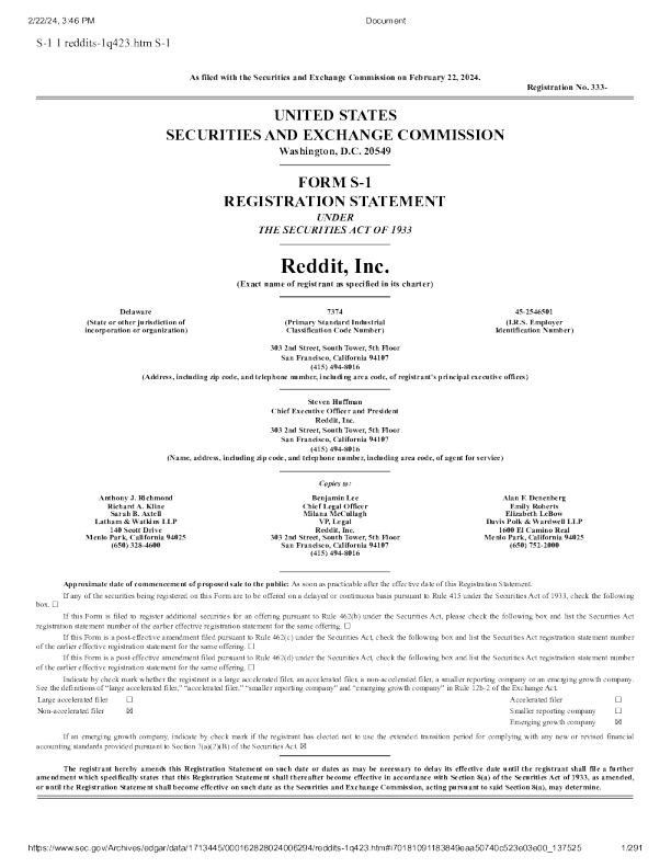 Reddit IPO招股书